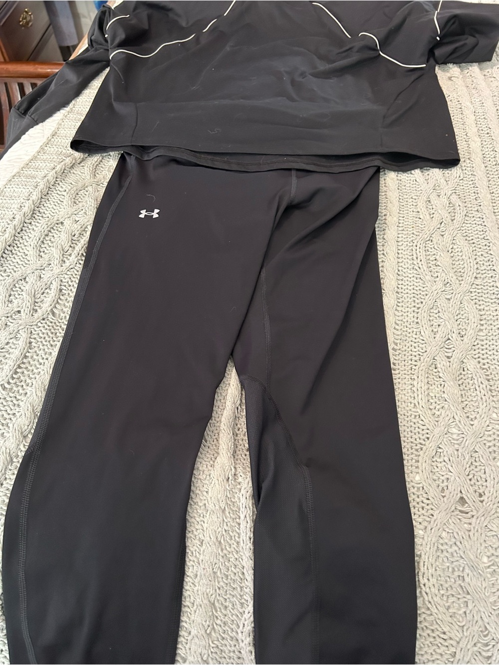 Under Armour Black Compression Leggings with Top - Black and Top